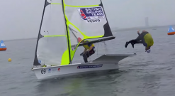 dylan fletcher celebrates victory with a front flip